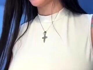 Amateur busty brunette masturbates and does hand job