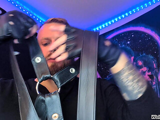 Your Stepdad Found Your Leather Gear And Now He's Horny Too - Leather Gloves with Huge Cumshot - POV Roleplay - Wolfgang White
