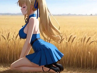 Naked Nymph in Wheat: Masturbation and Rear-entry Ravishing Ai Generated