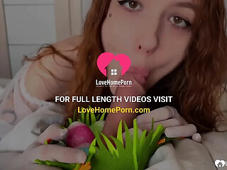 Intense blowjob from a hot redhead girl