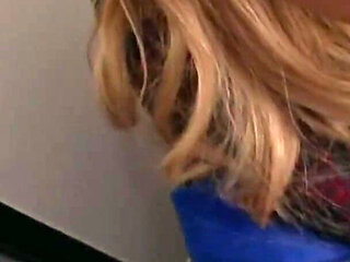 Blonde Japanese Babe Squirts Before Blowing a Guy With Big Cock