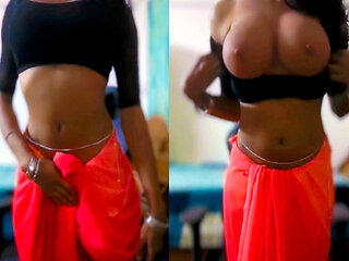 Crossdresser in Saree: Webcam teasing