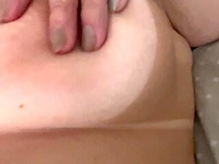 Wife rubbing alone playing with, fingers even got wrinkled