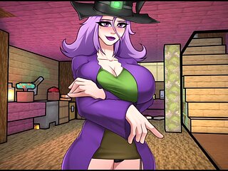 Wild fuck-fest with a Minecraft witch and her jizz potion in hornycraft