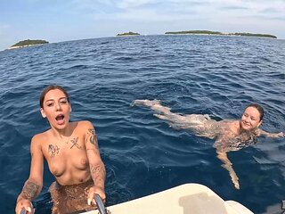 Abbie storm, dora the explorer, makes lesbian love with Vanessa Klein on the boat