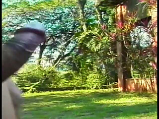 Gaunt dude and busty sunburnt tranny Claudia Junior enjoy having good old brown on the forest meadow