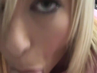 Blonde Stuffer Sucks Finger and Shows Pussy Closeup