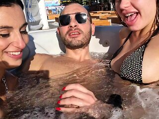 Busty brunette amateur outdoor fucking POV