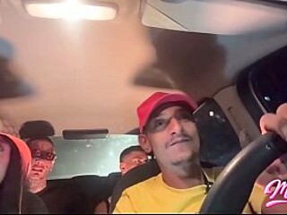 Public Lingerie POV Fuck in Car with Whore and Friends