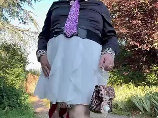 Dressed in a little white skirt for a night out