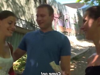 Czech couple gets seduced by a big dick and gives amazing blowjob
