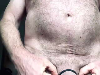 Old Sack Jerks off His Horny Cock and Squirts