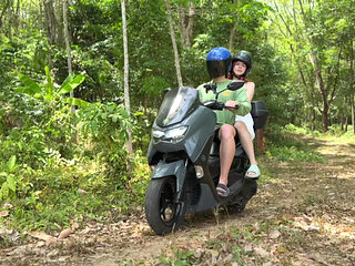 A Guy on a Bike Saved beauty girl in the jungle and fuck her tight pussy