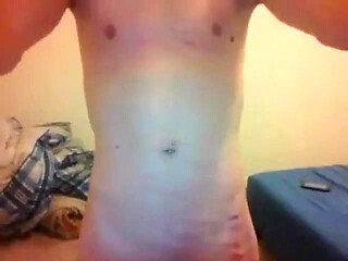BDSM Naked Transgirl After 40+ Canings on Butt, Groin & Back (close-up)