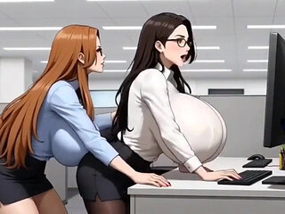 Funny Huge Boobs Office, Ai Animation