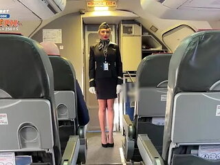 Married Flight Attendant Fucks with Pilots During a Flight in all Holes