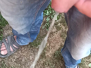 pissing outside