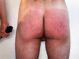 Hard Self Spanking On Hairy Ass While Wearing Chastity Cage