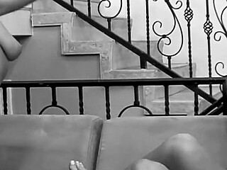 Classic Sexy Blondes Get Naked and Bang on a White Leather Couch