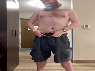 Stripping out of my sweaty clothes after a day of fun