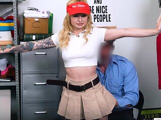 The couple has sex right in the office, with Stevie Moon getting fucked hard.