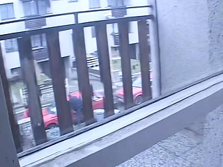 Horny MILF plays with umbrella while finger-fucking herself