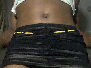 Hot Sexy Dance Ebony Teen Teasing with Oily Wet Pussy Shows in Mini Skirt