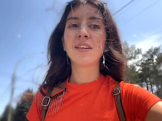 Crazy Girl Sucking Dick in the Bushes - Huge Facial Public Cumwalk