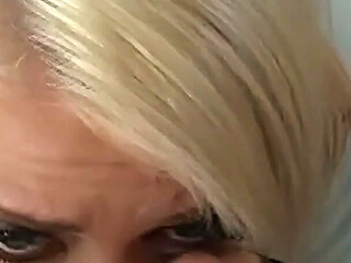 Blond degenerate submissive slut get fisted anal and vaginal with big dildos by her Mistress