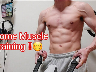 Naked Muscle Training Japanese Guy I am Hukkinkun !!