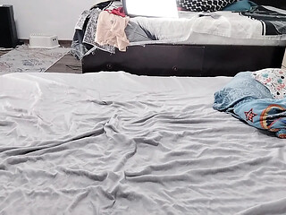 Sexy brunette cleaning the house and playing with herself while naked.