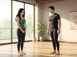 Cheating wife secret affair with yoga instructor when husband out