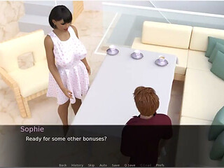 Milftopia - Gameplay - Roleplay - Friend's Stepmom Blowjob Under Table to Stepson's Friend and Gets Fucked