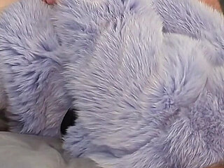 Fur Fetish Sex! Huge Cumshot on Purple Fur Coat