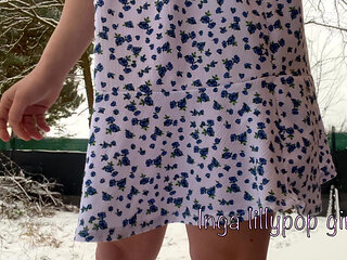 Girl Masturbates and Pees in the Garden