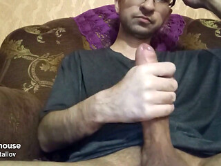 I Strocking My Big Hard Cock. Full Balls of Cum