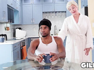 Granny Seka Black Gives Blowjob and Titty Fuck to BBC in Doggy Style