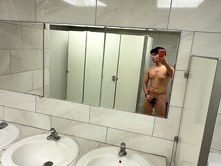 Masturbating in a public restroom