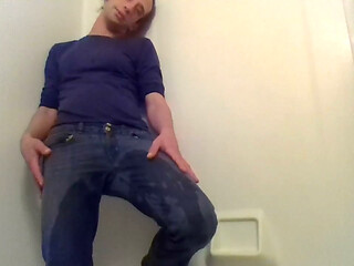Cute Transgirl Pissing Jeans Intentionally for First Time Fully Clothed
