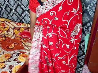 My Friend's Wife Came Over She Was Wearing a Red Saree and a Red Panty-and-bra Set. I Lubed Her up and Pounded Her Hard