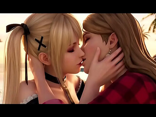 Marie Rose x Rachel Amber lesbian kissing (Dead or Alive, Life is Strange / AI generated)