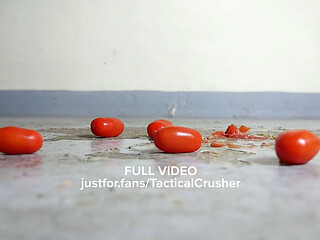 Trashed Combat Boots vs cherry tomatoes