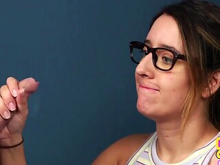 Amateur Porn 21yo CFNM gal with glasses suck n jerks penis 4