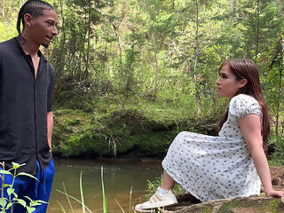 Caught and Fucked Hard for a Huge BBC Forest Creampie