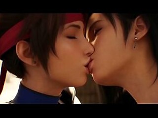 Tifa lockhart x Jessie lesbian kissing remake (Final Fantasy VII /AI generated)