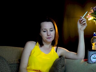 Petite amateur teen sucks on a cigarette in steamy French scene