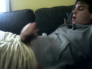 Twink's Webcam Masturbation Cumming on Face