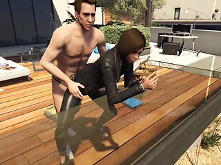 GTA 5 - Tennis Coach fucks Natalia Zverovna while waiting for Michael &amp_ Franklin (Moans Added)
