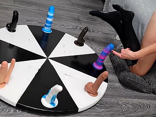 Wheel of DILDOS! She wants to WIN Her Orgasm Here
