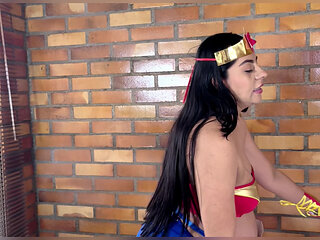Threesome with Pregnant Wonder Woman - Melany Latina